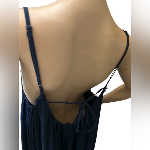Wishlist Camisole Wide Leg Spaghetti Strap Jumpsuit Navy Blue Women’s Size L - Picture 7 of 13